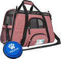 Airline-Approved Soft-Sided Pet Carrier for Cats and Small Dogs, TSA-Compliant Travel Bag with Sherpa Bed, Breathable Mesh Ventilation, Collapsible Bowl, Suitable for Pets Up to 18 lbs, Small Heather White/Red