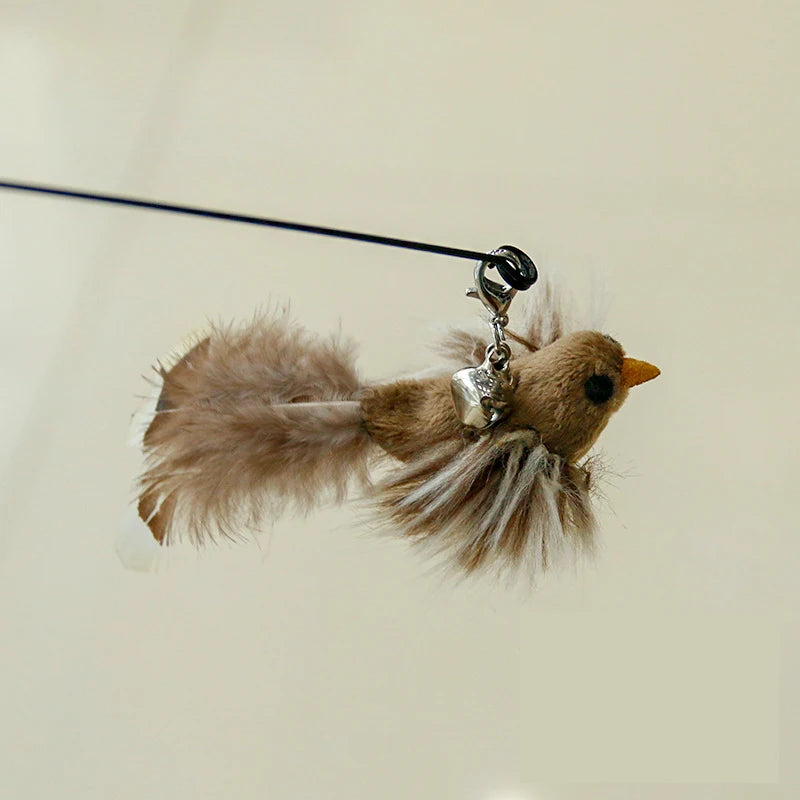 Interactive Cat Wand Toy with Feather and Bell Accessories - Engaging Hunting Teaser for Cats and Kittens