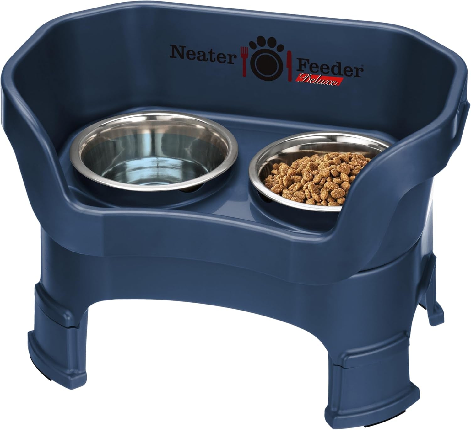 Neater Feeder Deluxe Elevated Cat Bowls with Adjustable Heights (6” & 7.5”), No-Spill Raised Stand, Whisker-Friendly Stainless Steel Dishes, Made in USA, Bronze Finish