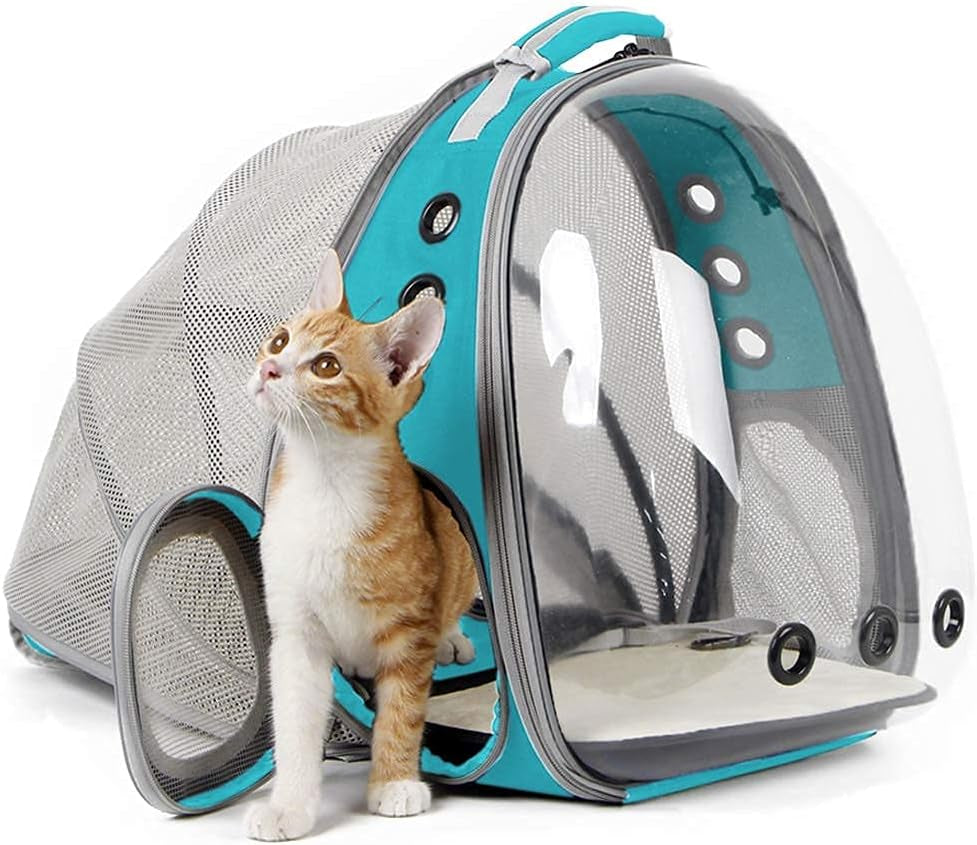 Professional Cat Bubble Backpack with Fan - Space Capsule Clear Window Pet Travel Carrier for Cats and Small Dogs (up to 12 lbs)