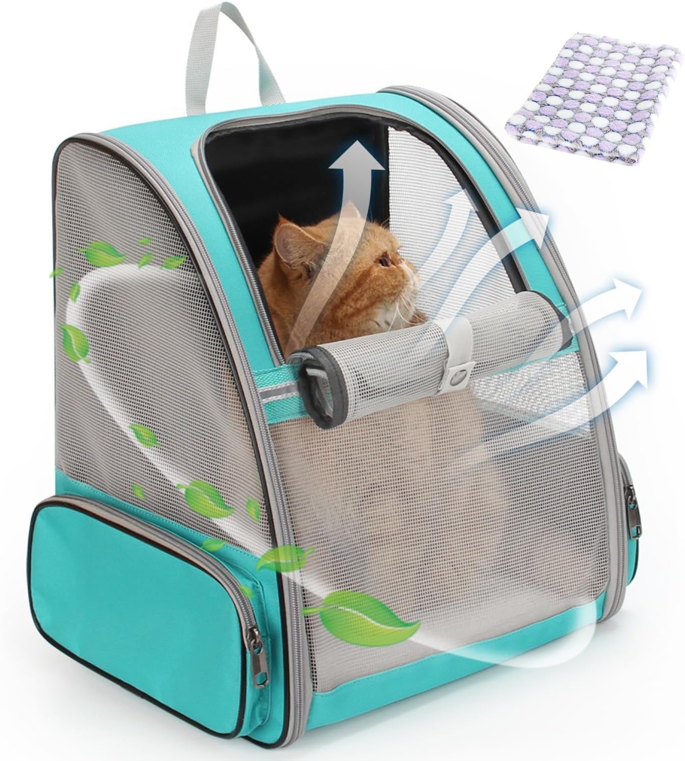 Pet Rolling Carrier Backpack for Dogs and Cats - Travel Bag with Wheels (Grey)