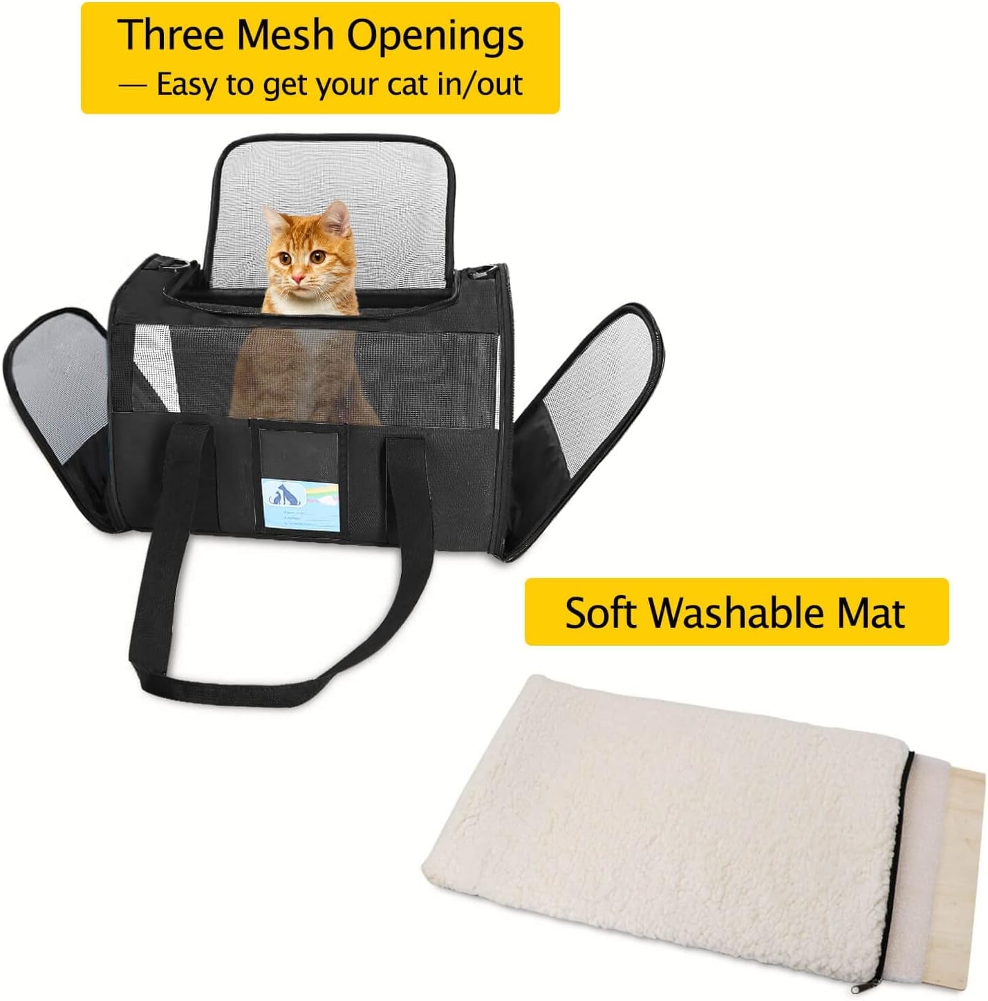 Airline-Approved Pet Carrier for Medium and Small Cats and Dogs, Soft TSA-Compliant Carrier for Pets Up to 15 lbs, Black