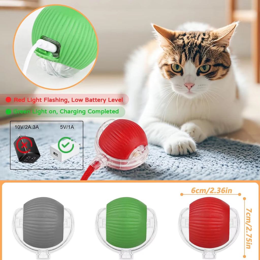 Interactive Automatic Rolling Ball Toy for Dogs and Cats with Faux Tail - Rechargeable Smart Electric Training Device Imitating Mouse Behavior