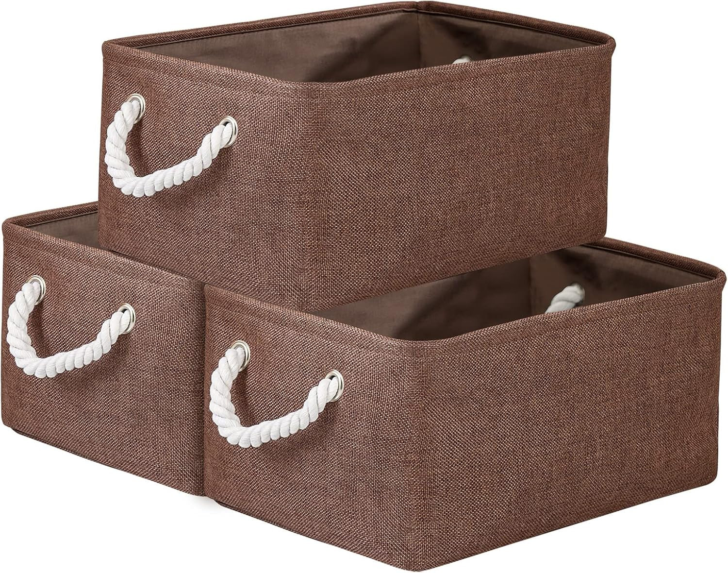 Large Collapsible Storage Bins - 3 Pack 14x10x7 Inch Fabric Organizers for Closet, Shelf, and Toy Storage (Grey & Gold)
